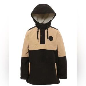 NWT XTM RILEY SKI ANORAK pullover OATMEAL & Black Side zip / hood size 10 years